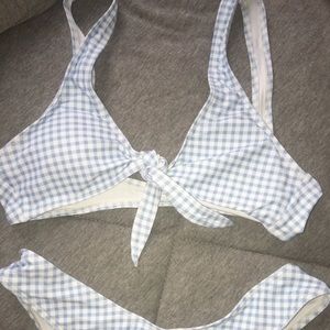 BLUE AND WHITE TIE BIKINI SET!! NEVER BEEN WORN!